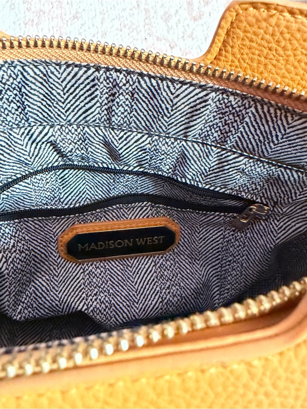 Madison West Mustard Structured Crossbody Satchel - Picture 3 of 4